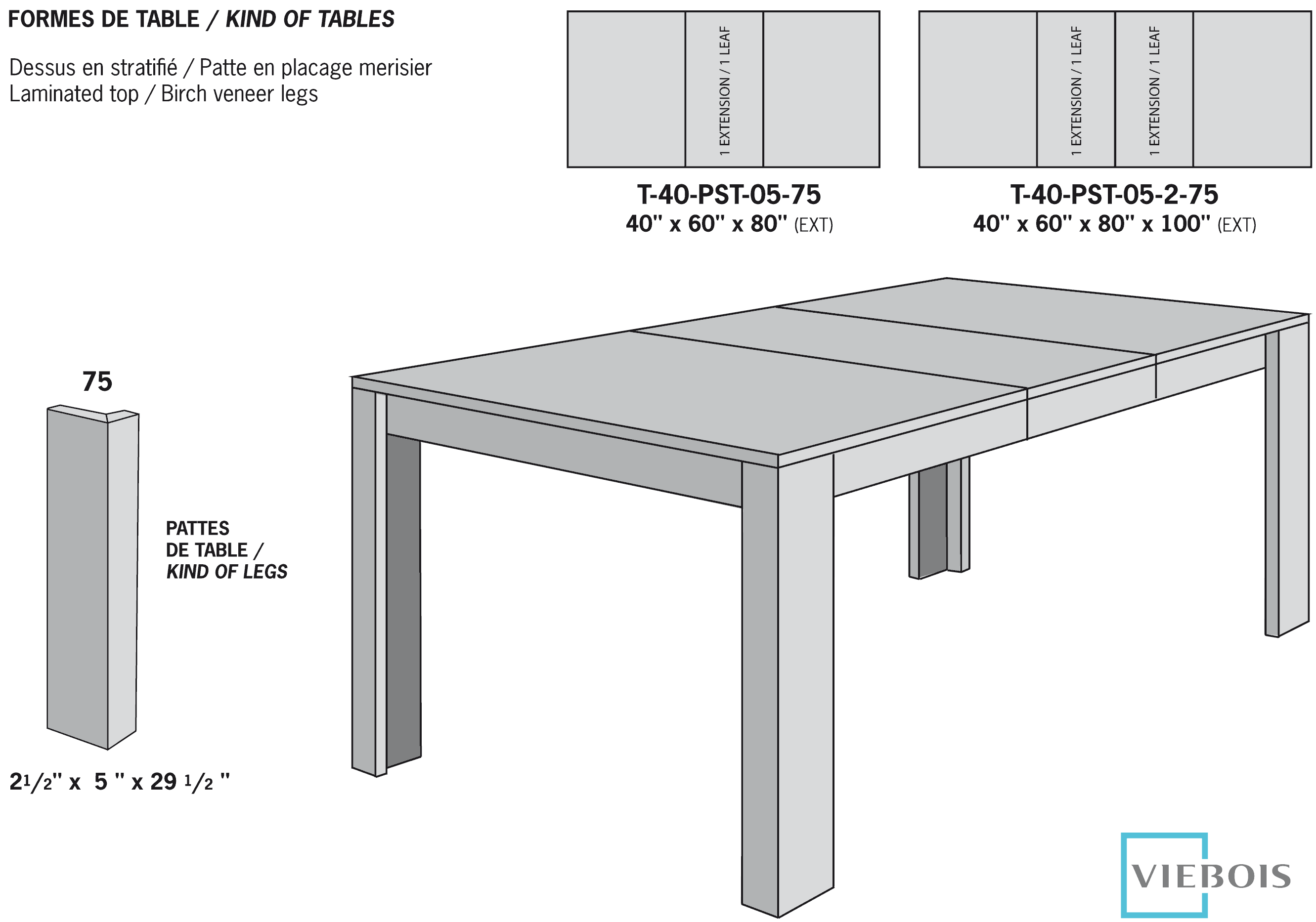 Table rectangular top
